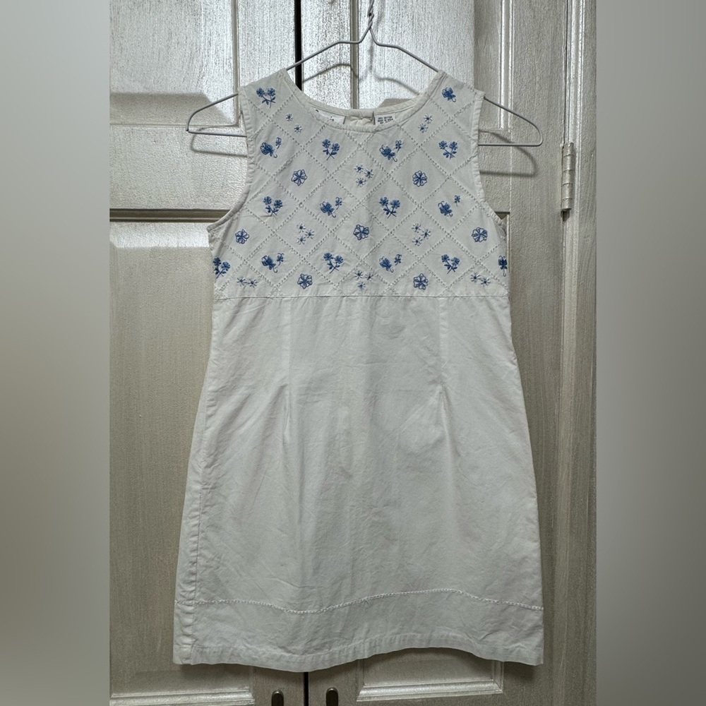 Jenni By Jennifer Moore Girls 10 White Cotton Floral Embroidery Sleeveless Dress